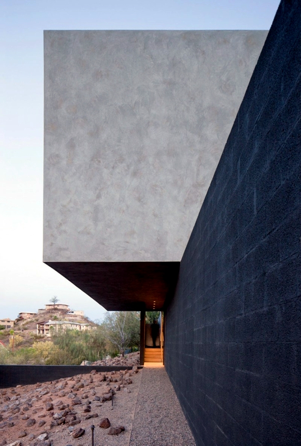 House minimalist architect concrete and glass in the desert