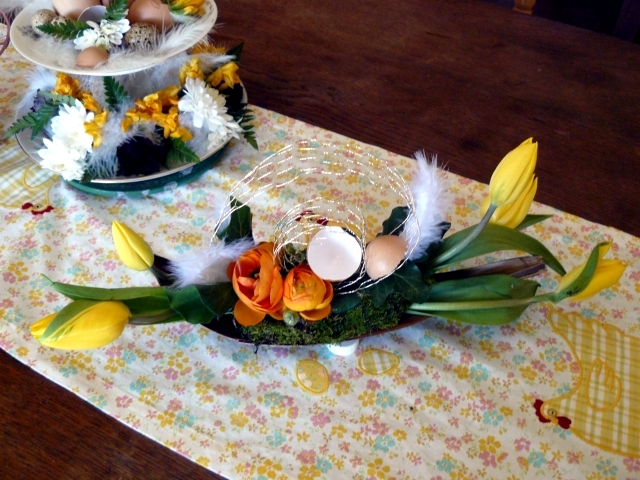 Spring colors for the Easter table decoration - green and yellow