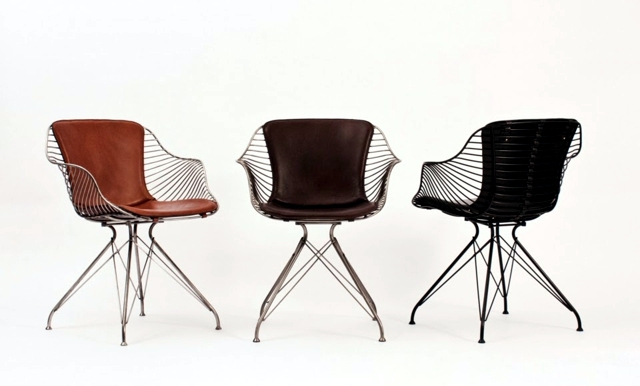 Metal furniture design - comfortable seats with leather seating