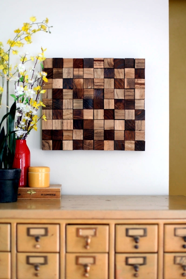 wall art made from recycled wood gives your home a special touch