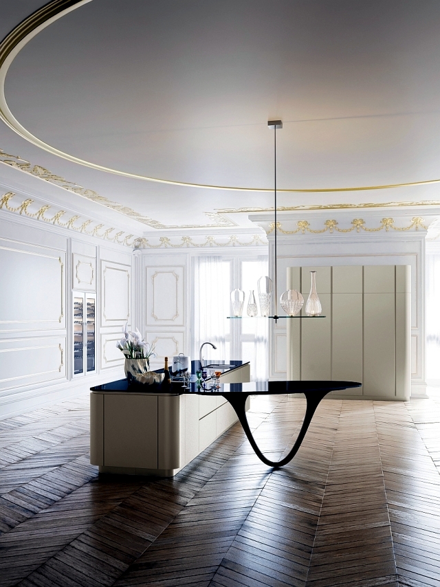 Designer kitchen with island - The gloss lacquer OLA25