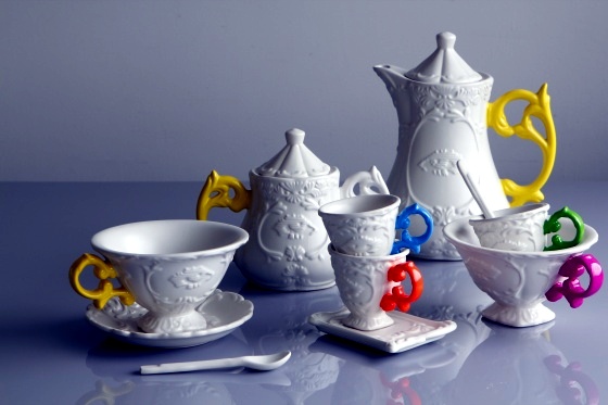 In porcelain tea set with handles funky colors - I-goods by Seletti