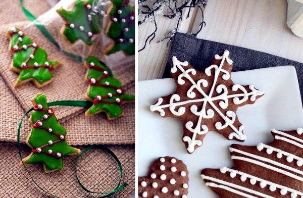 Ideas for arrangements with festive Christmas cookies and gingerbread