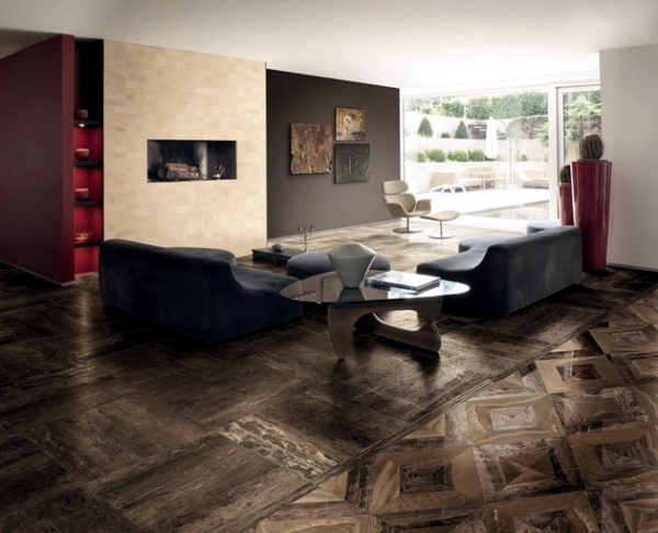 Porcelain tile with the look of wood and marble effect Gardenia