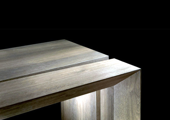 Contemporary wooden table "K-Table" offers versatility