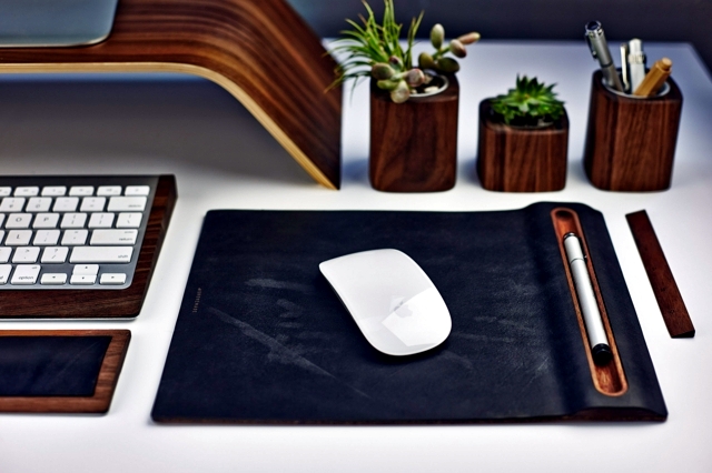 desk accessories mouse pad, keyboard tray & Co Wood