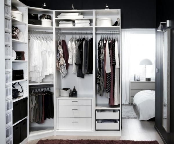 How to disguise an open closet in a room. Interior