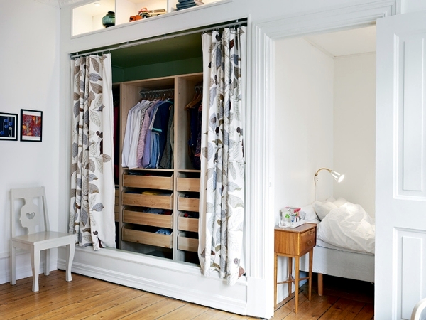 How To Disguise An Open Closet In A, How To Cover Open Shelving