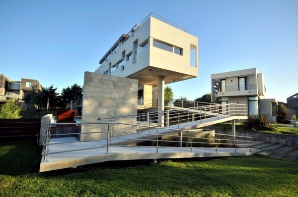 Modern concrete house overlooking the coast of Argentina