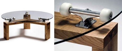 Ideas for upcycled furniture design - skateboard parts
