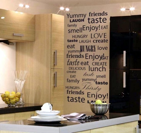 Interesting decor and ideas for decorating the wall in the kitchen
