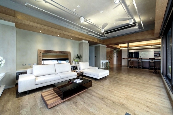 The interior design of modern apartment in an urban style
