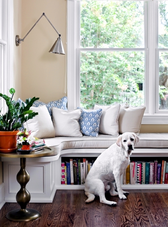 Comfortable window seat - set light reading corner