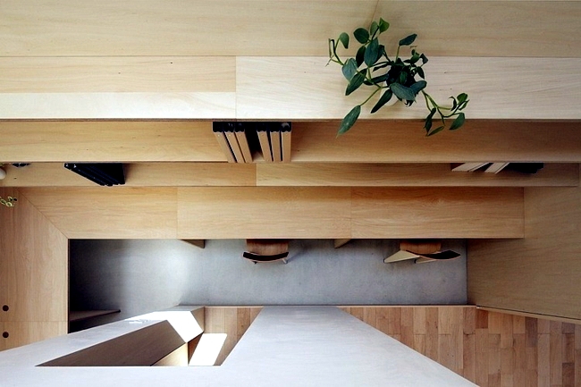 House with wooden ceiling plays with light and shadow
