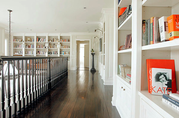 Organize and focus on internal library wall shelf in the living room