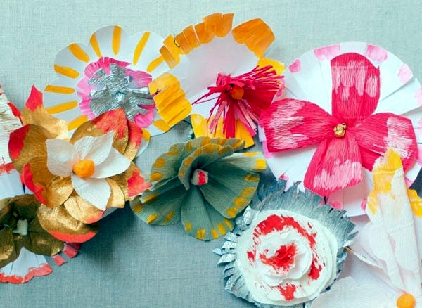 Flowers fancy craft paper and paint - tutorial
