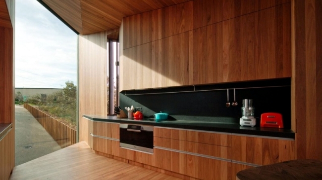 Modern house on the coast of Australia with an asymmetrical shape