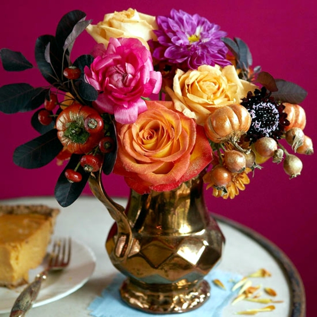 15 Autumn decoration ideas with flowers and fruits for home and garden