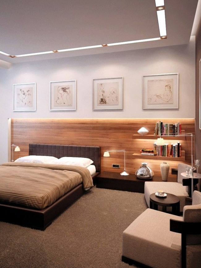 20 ideas for attractive wall design behind the bed in the bedroom
