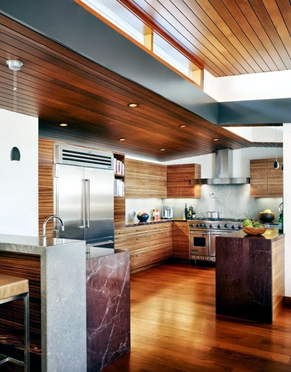 20 ideas for wood kitchen with modern design and warm color
