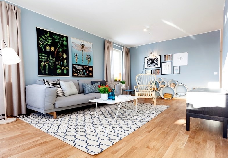 A Blue Gray Scandinavian Interior, Blue And Gray Living Room Designs