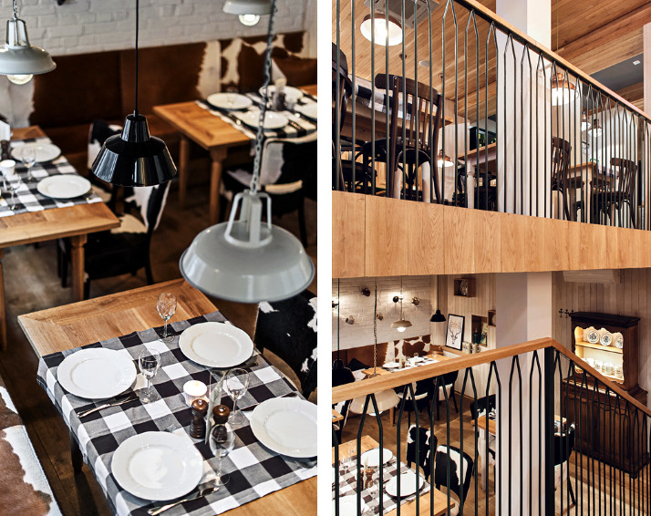 A restaurant in the chic rustic decor