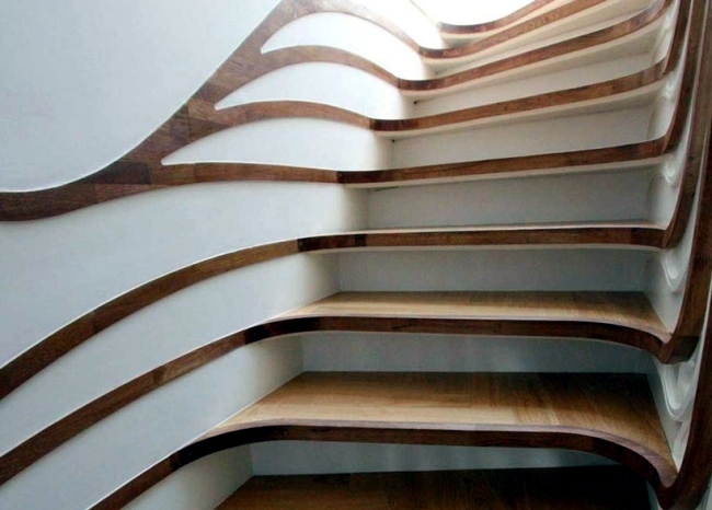 Amazing "floating" wooden staircase - designed by Atmos Studio