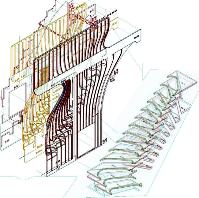 Amazing "floating" wooden staircase - designed by Atmos Studio