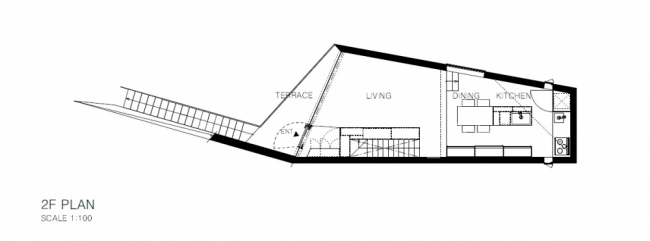 Architect house "Arrow" in Tokyo with an asymmetrical floor plan