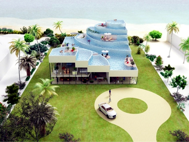 Beach house with rooftop pool - a futuristic projects by NL architects