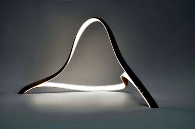 Bent wood sculptural lamps by John Procario to the breaking point