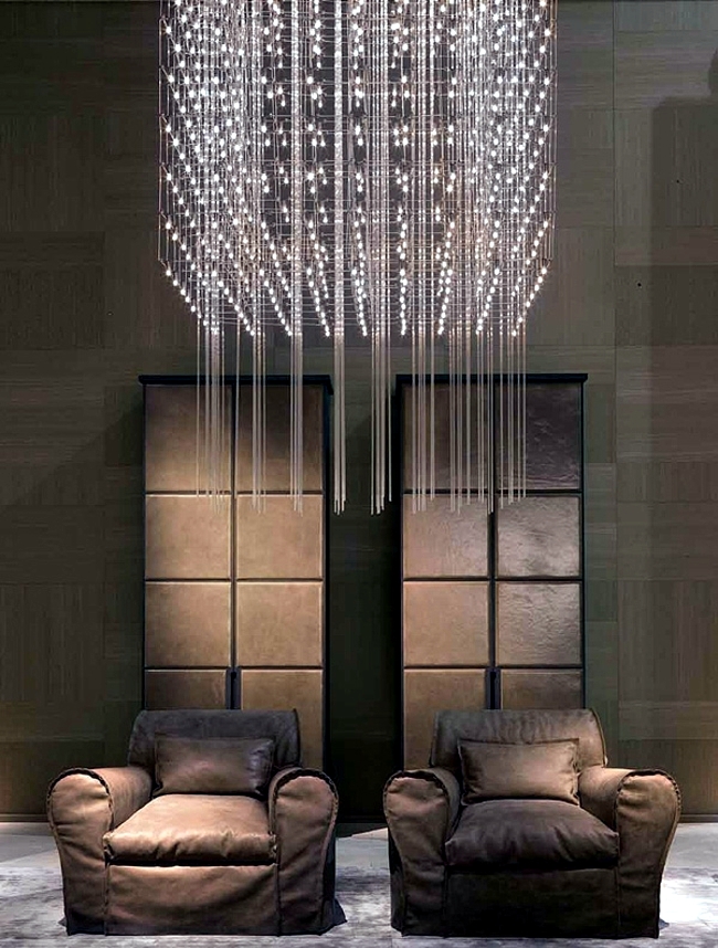 Chandelier design adds a touch of glamor to the establishment