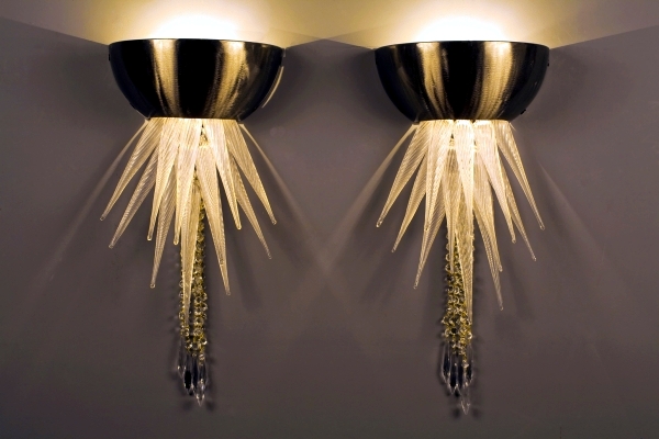 Chic designer lamps made from fine glass of Domsky