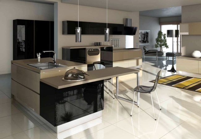 Colored high gloss kitchen for an individual living style