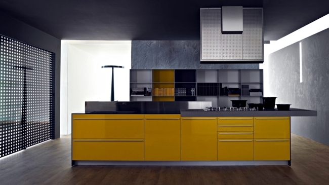 Combine glamorous Italian kitchen glass, wood and stainless steel