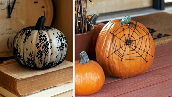 Creepy and unusual Halloween decoration with pumpkins