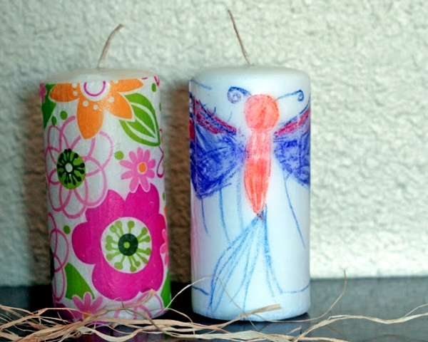 Decoration ideas for arts and crafts with children - make own candles