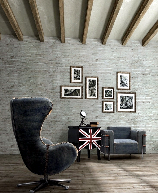 Designer armchair covered with denim - Creativity at its finest Designer armchair covered with denim - Creativity at its finest