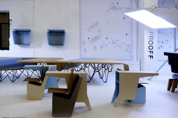 Designer Furniture - composition of desk, swivel chair and shelf