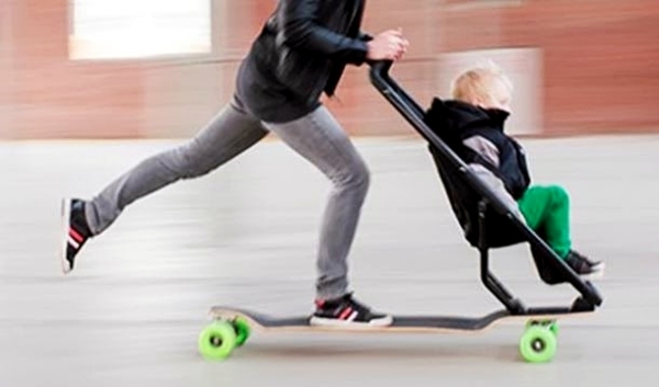 Designer pram - Innovative combination with Longboard by Quinny