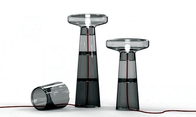 Designer table / floor lamp made of glass - "Lighthouse" by Dan Yeffet