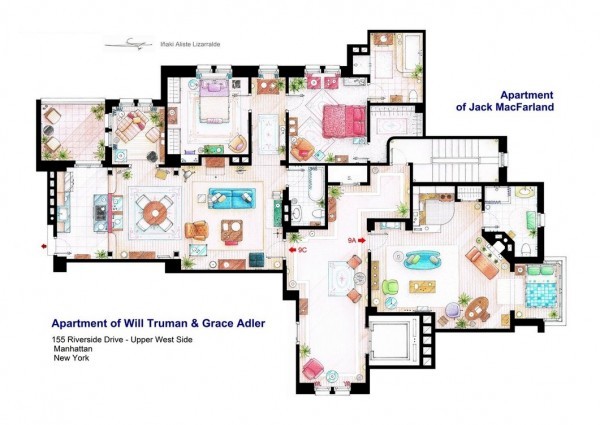 Drawings and layout of the apartments and houses of favorite series