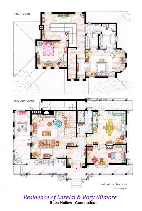 Drawings and layout of the apartments and houses of favorite series