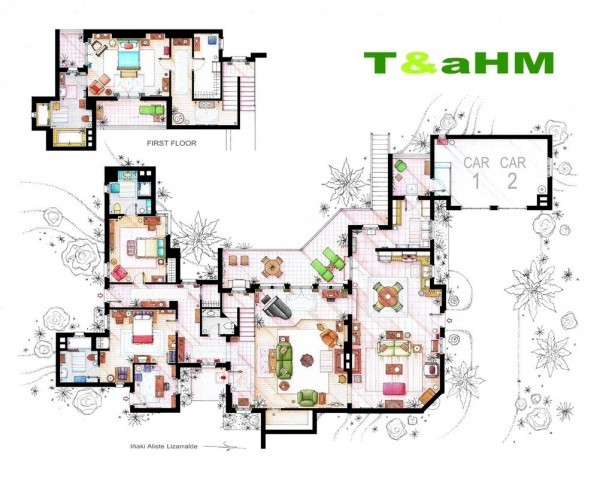 Drawings and layout of the apartments and houses of favorite series