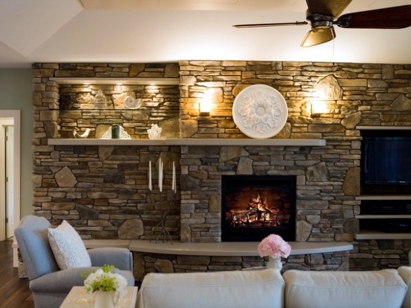 Dress Attractive wall decoration in the living room wall in stone look