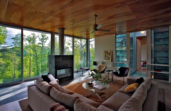 Eco house in the forest convinced by cladding with copper