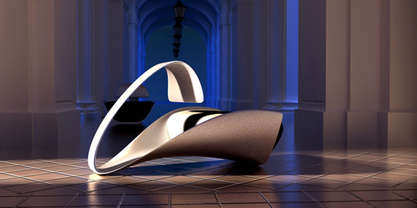 Elegant designer chair with futuristic shapes of Ali Alavi