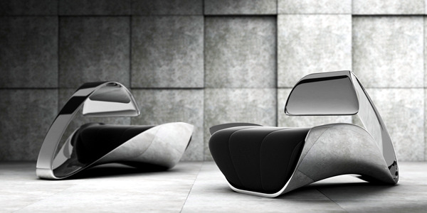 Elegant designer chair with futuristic shapes of Ali Alavi