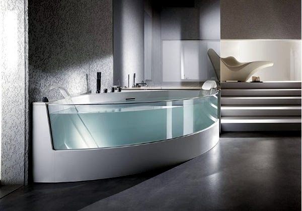 Ergonomic corner bath with shower and whirlpool function by Teuco