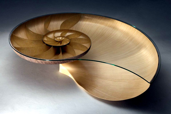 Exclusive table design in the form of a nautilus by Marc Fish